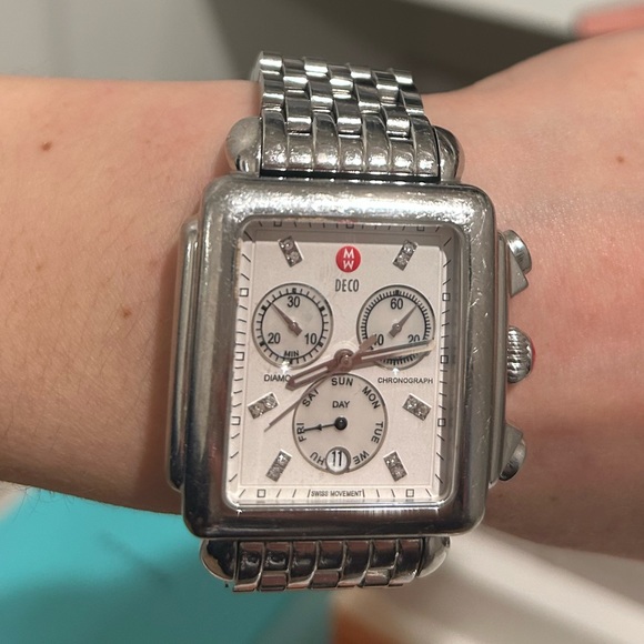 Michele Watch - Deco Diamond Stainless Steel Watch with Diamonds - Picture 3 of 8